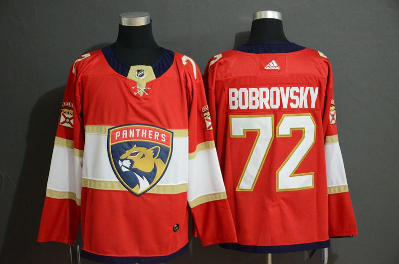 Men Florida Panthers 72 Bobrovsky Red Adidas Stitched NHL Jersey